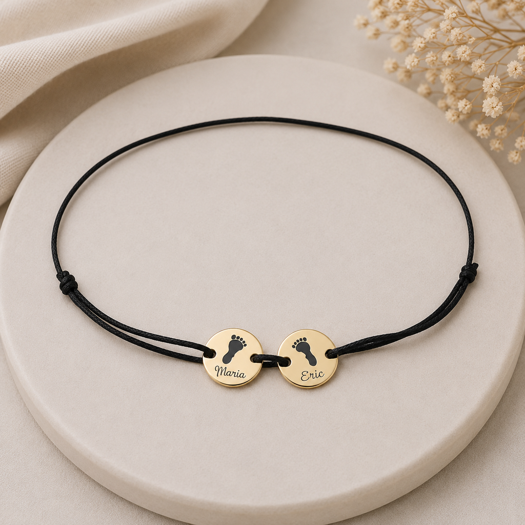 Personalisiertes Armband Fußabdruck mit 2 Anhänger
