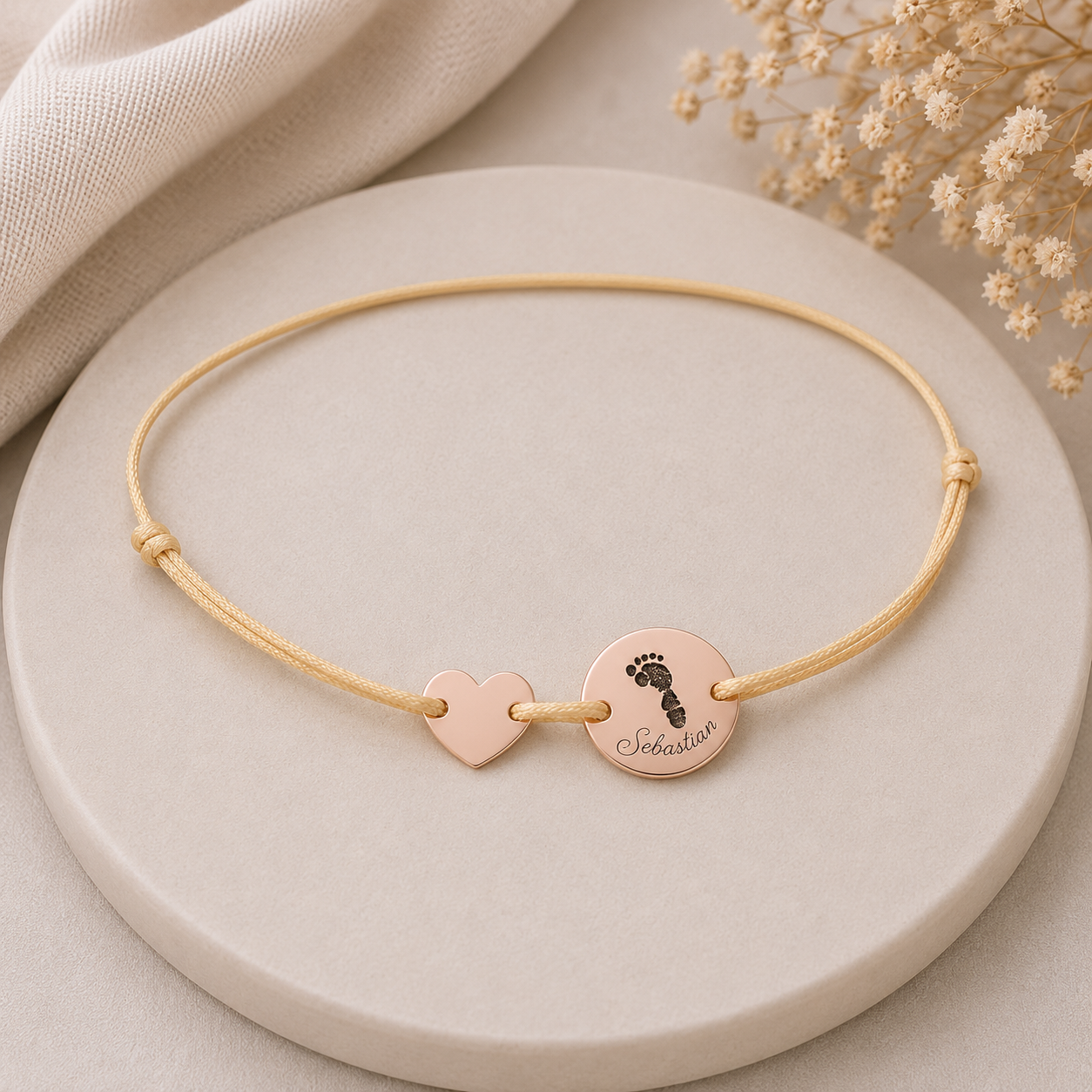Personalisiertes Armband Fußabdruck mit Herz